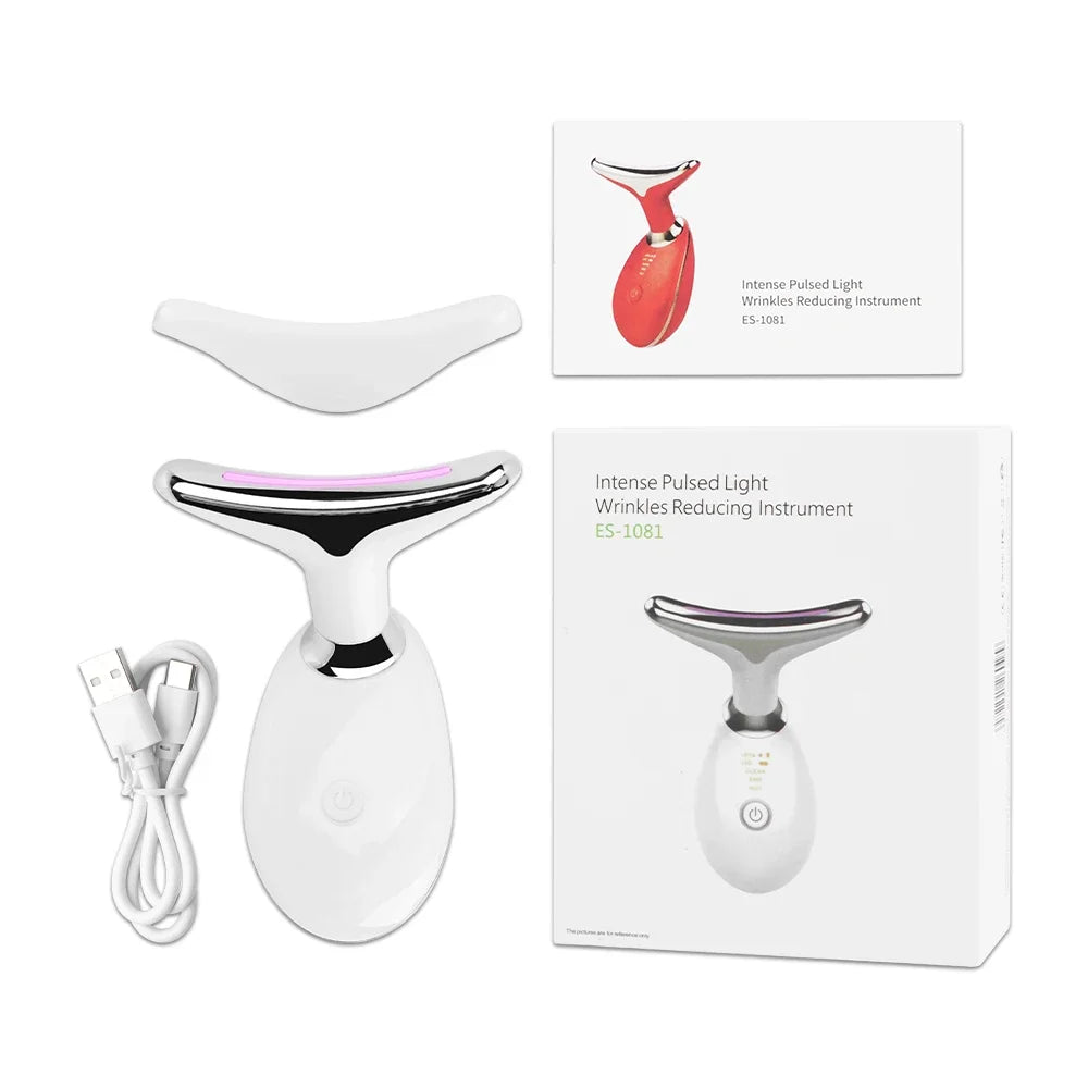 EMS Facial Massager LED Light Therapy Face Neck Lift Beauty Device Double Chin Remover Skin Rejuvenation Tightening Anti-Wrinkle