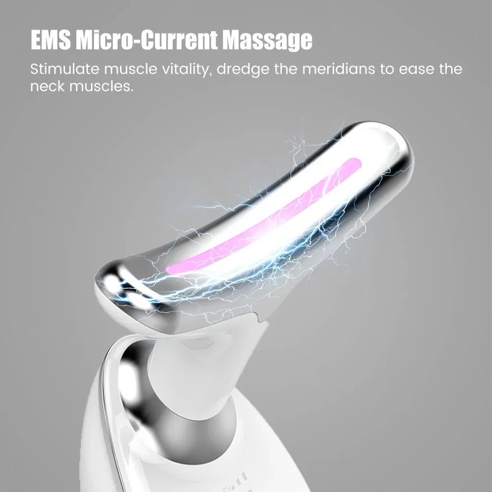 EMS Facial Massager LED Light Therapy Face Neck Lift Beauty Device Double Chin Remover Skin Rejuvenation Tightening Anti-Wrinkle