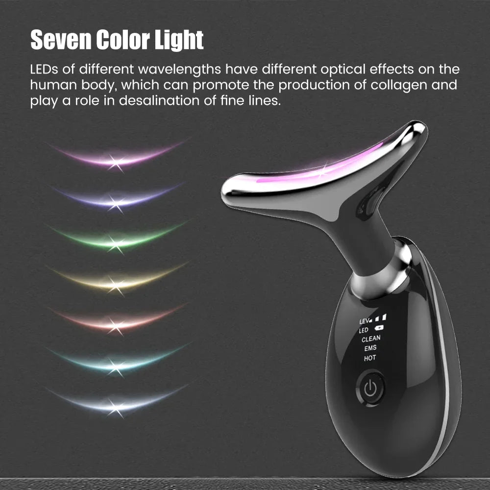 EMS Facial Massager LED Light Therapy Face Neck Lift Beauty Device Double Chin Remover Skin Rejuvenation Tightening Anti-Wrinkle