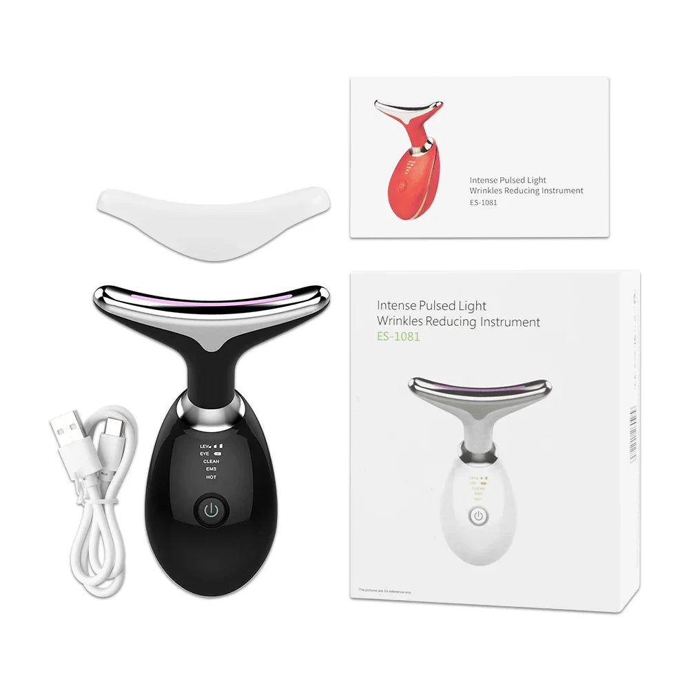 EMS Facial Massager LED Light Therapy Face Neck Lift Beauty Device Double Chin Remover Skin Rejuvenation Tightening Anti-Wrinkle