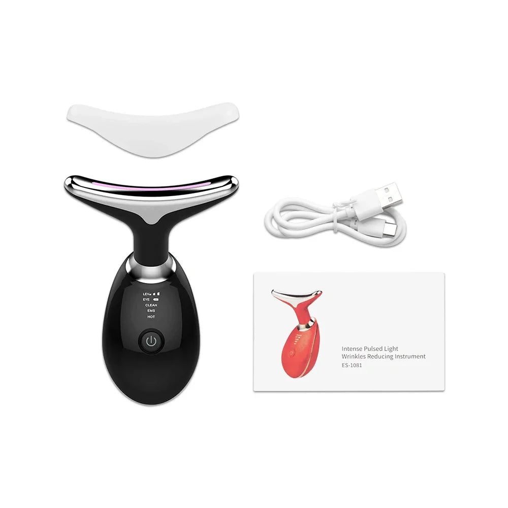 EMS Facial Massager LED Light Therapy Face Neck Lift Beauty Device Double Chin Remover Skin Rejuvenation Tightening Anti-Wrinkle